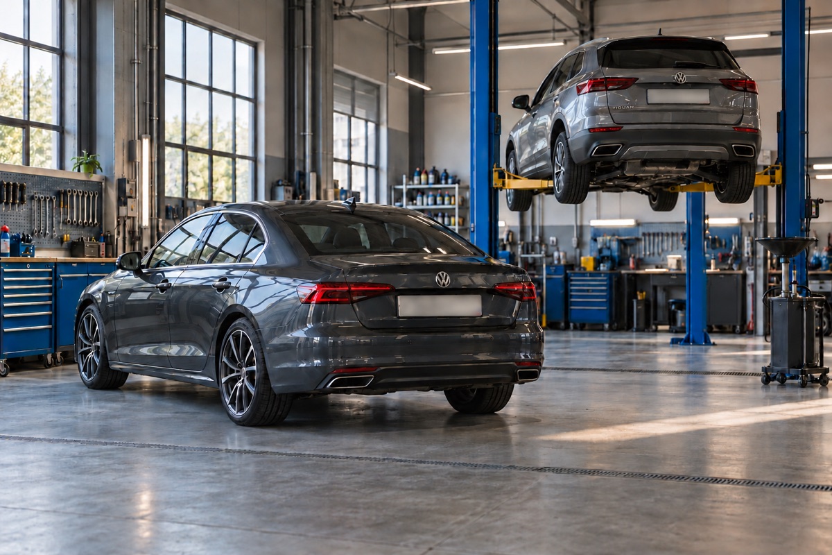 Автомобили Volkswagen в ремонтной мастерской